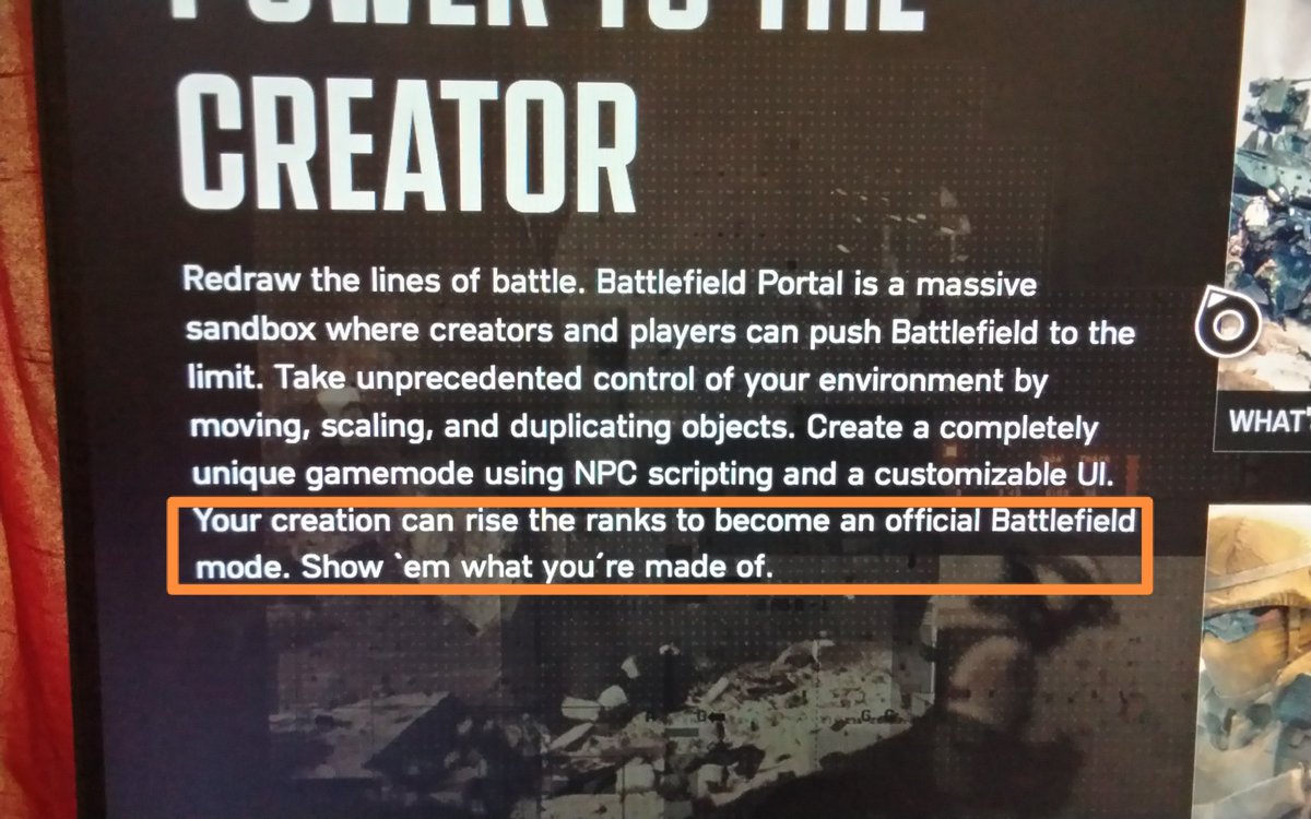 Haven't seen it yet <a href="/Battlefield/">Battlefield</a> 
I would like to see creations from Portal at least once a month. I know some peeps doing crazy stuff and I want to play them officially 👍