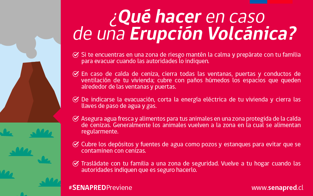 🌋 #SENAPREDPreviene Si visitas zonas cercanas a volcanes, infórmate sobre rutas de evacuación y zonas seguras. web.senapred.cl/erupciones-vol…