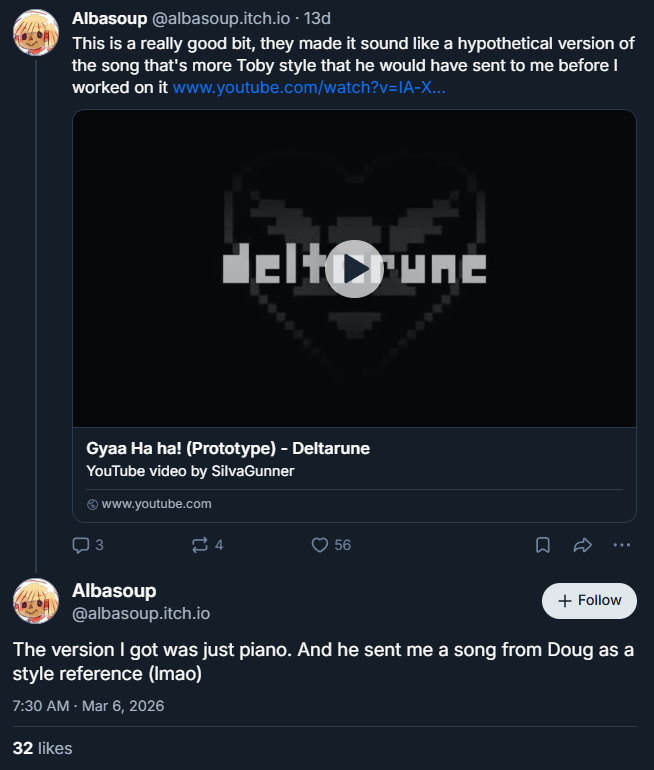 Daily Toby Fox Trivia (Chapter 5 2026) tweet media