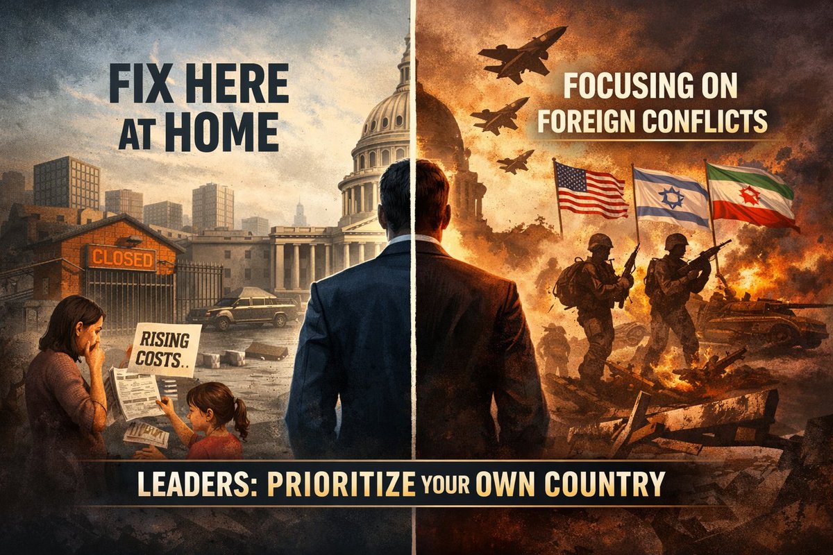 AbdullahM_UK's tweet image. Leaders should focus on fixing their own country first.

Cost of living, public services, stability — these matter most.

Is anyone really better off after this war?

#Leadership #Peace #CommonSense