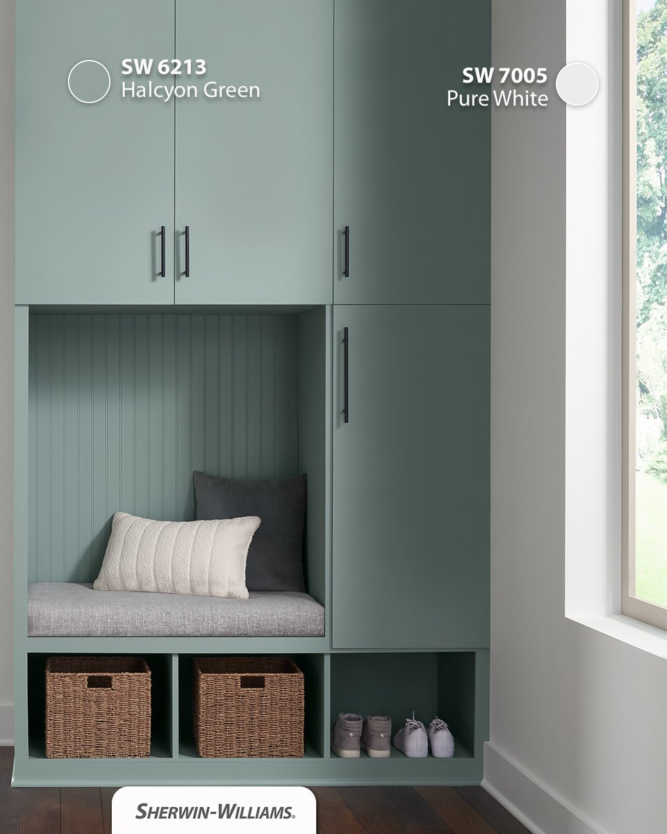 PreguntaSherwin's tweet photo. Cuando el color transmite calma, el espacio cambia por completo. 
SW 6213 Halcyon Green combina la frescura de un verde suave con un delicado subtono azul grisáceo que aporta equilibrio y sofisticación. https://t.co/odkHRC2UFQ