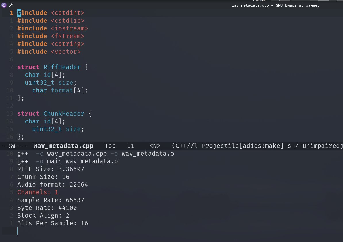 sameepkat's tweet photo. Building a tiny C++ music player from scratch.
Progress:
- Parsed RIFF/WAVE header
- Extracted the fmt chunk (PCM)
- Reading sample rate, channels, bits/ sample https://t.co/YgWKvaPoCo