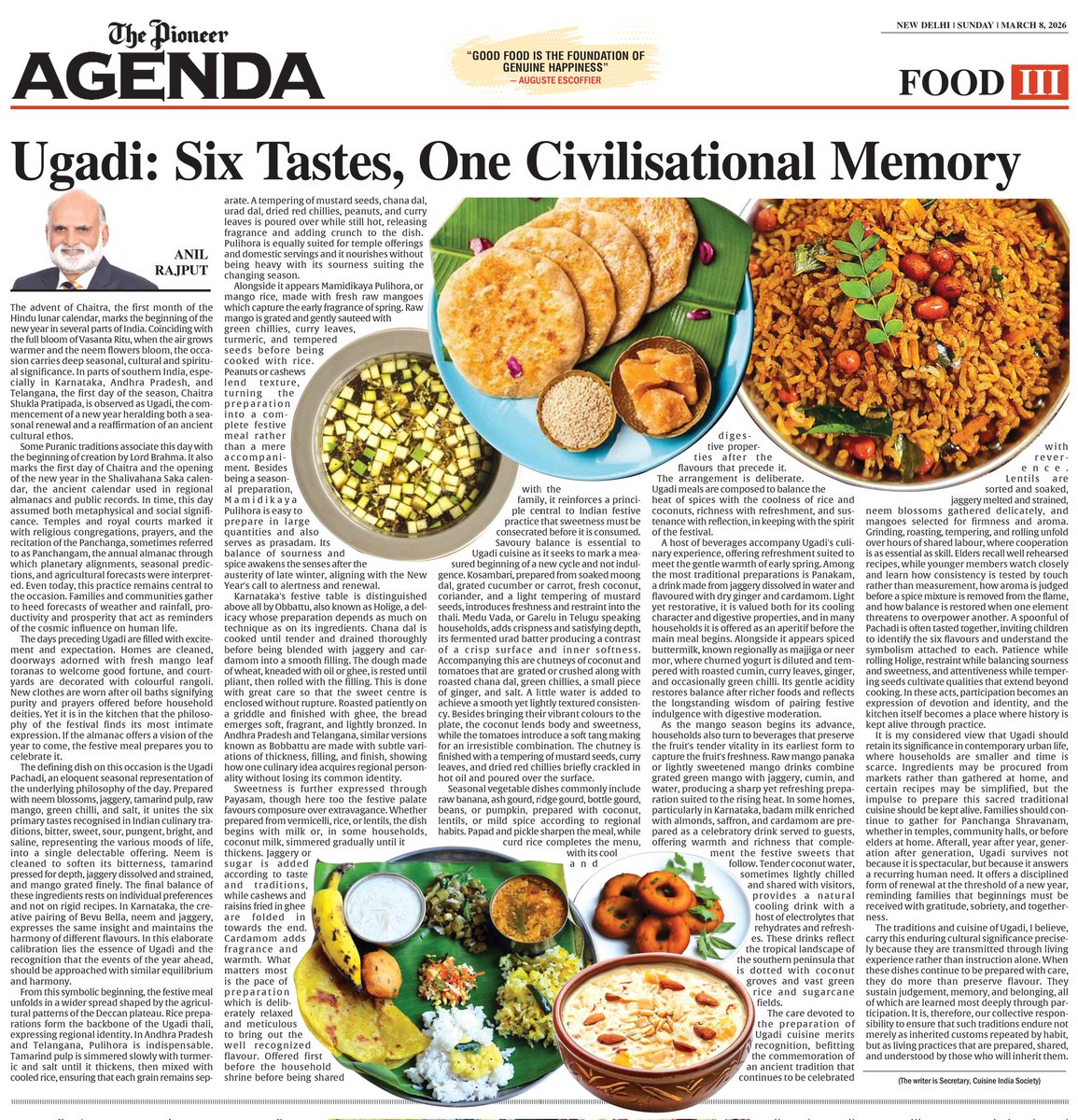 Ugadi, the spring new year of the Deccan, celebrates renewal through a cuisine built around balance and symbolism. At its heart is Ugadi Pachadi, a preparation that blends six tastes, sweet, sour, bitter, salty, pungent and astringent, reminding us that life itself holds many