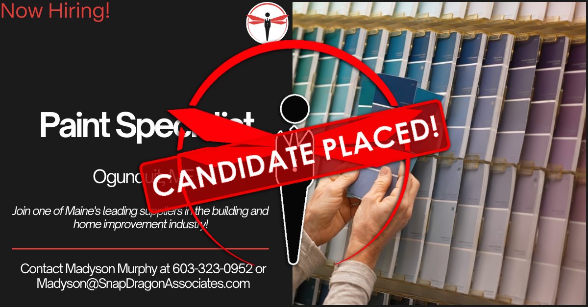 SnapDragonNH's tweet photo. Stronger expertise. Better service. Smarter growth. 🎨📈

This Paint Specialist placement reinforces team depth and elevates the customer experience. Kudos to Soto! 👏 DM for confidential hiring discussions.

#executiverecruiting #buildingmaterials https://t.co/luhJpFbIyE