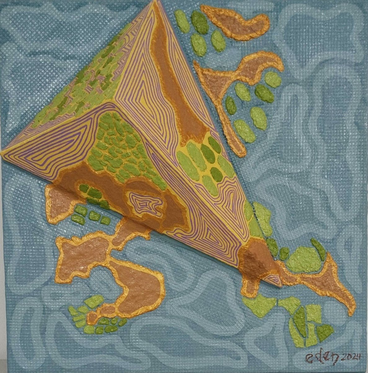 art_artsy's tweet image. Wild Williwaw explores the intersection of geometric precision and organic chaos. A textured, topographical pyramid anchors a fluid, aerial landscape, capturing the sudden, turbulent energy of a wind.
#ContemporaryArt #AbstractLandscape #TexturedArt #ArtistStatement #ArtTwit