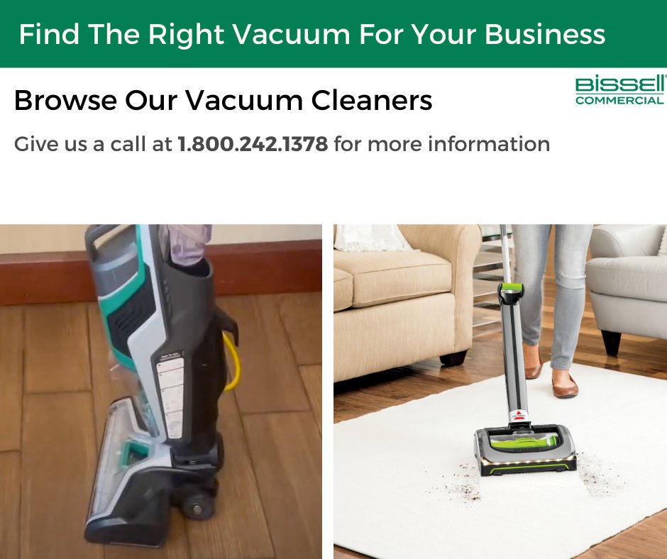 BissellComClean's tweet photo. Here at Bissell Commercial, we have a large variety of options when it comes to vacuum cleaners, from canister and backpack vacuums to battery-powered upright models. Each model has its unique pros and cons and applications. https://t.co/PVRCjkZm6a https://t.co/nU3yQZWbUm