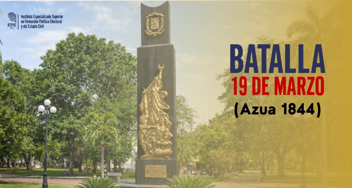 iespec's tweet photo. Este día recordamos la valentía y el espíritu patriótico de quienes defendieron nuestra soberanía en la Batalla del 19 de marzo, librada en Azua, hace 182 años.
Rendimos honor a nuestros héroes, ejemplo eterno de lucha y dignidad.
#IESPEC
#JCE
#19DeMarzo
#BatallaDeAzua https://t.co/pwYSCxQVB8