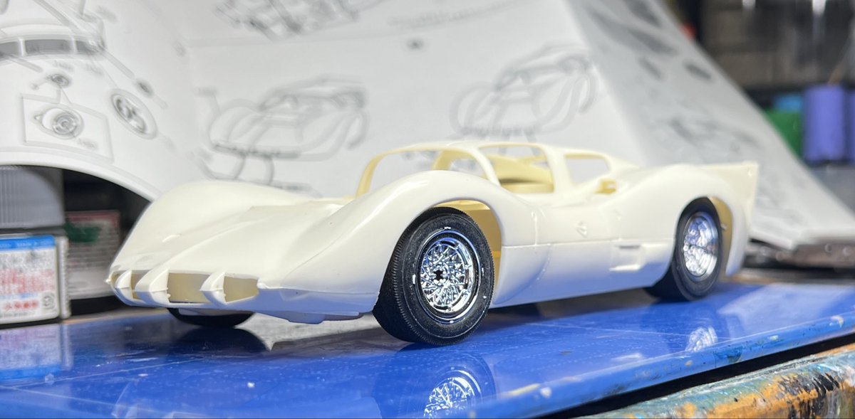 KTanisaki's tweet image. #Chaparral2D
#Monogram
所謂ハセモノのキット。
購入したのは34年前か。
60年代の金型なんでアチコチ手直しして理想の佇まいに。