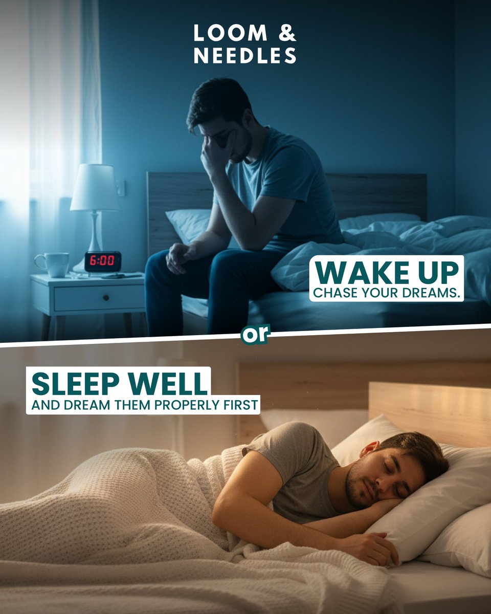 LoomNeedles's tweet photo. Wake up. Chase your dreams." — Every motivational poster ever. 

But here's the thing:
How do you chase dreams... when you haven't even dreamed them yet?

We say:
Sleep well. Dream properly first.
Then wake up and chase. (Or don't. We don't judge.)

Priorities sorted. https://t.co/zc2bWMxNJy