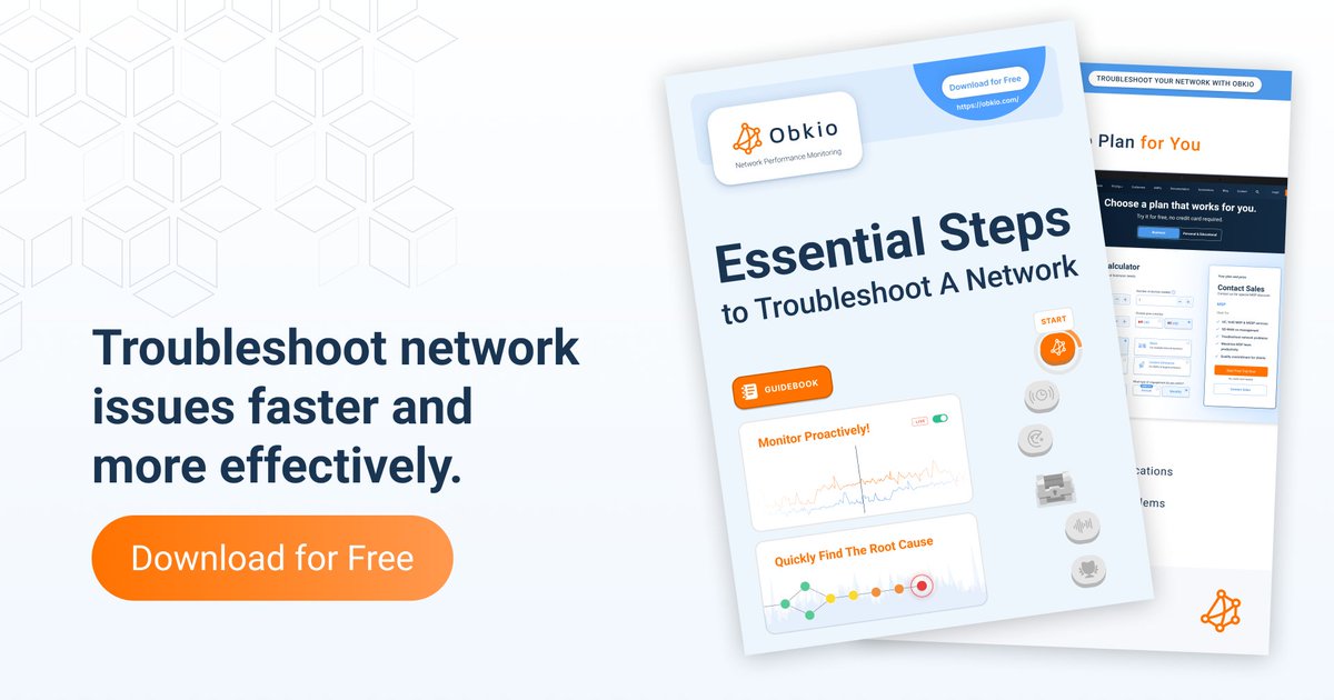 obkio_com's tweet image. #Networkissues don't wait for a good time. 

This free guide walks you through a step-by-step troubleshooting process built for #ITprofessionals, #networkadmins, and business owners who need to diagnose and fix #networkproblems with confidence.

🔗 hubs.la/Q046-46P0