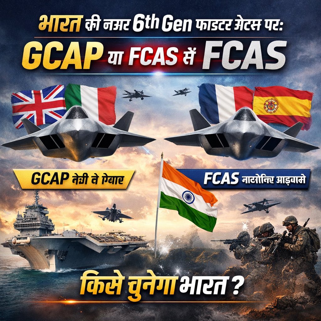 NewsNetwork19_'s tweet photo. 🚀 HL: भारत की नजर 6th Gen फाइटर जेट्स पर — GCAP या FCAS में से किसे चुनेगा देश?

#IndiaDefense #6thGenFighter #GCAP #FCAS #AirPower #DefenseNews #IndiaMilitary https://t.co/20nyDyqAtd