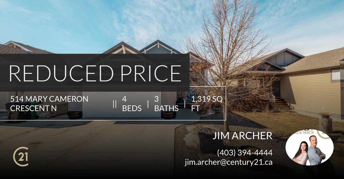 ArcherAction's tweet photo. 📍 Reduced Price 📍 This recently reduced home at 514 Mary Cameron Crescent N in Lethbridge won't last long, so, don't wait to set up a showing! Reach out here or at (403) 394-4444 for more information! https://t.co/z0ehXKbWzf https://t.co/8ZWduRQARc