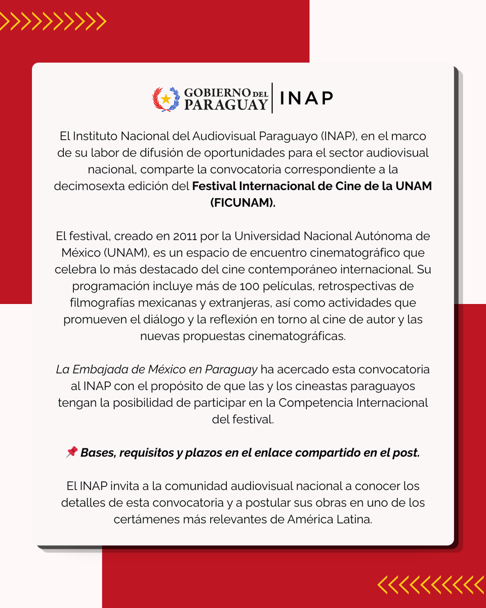 Instituto Nacional del Audiovisual Paraguayo tweet media