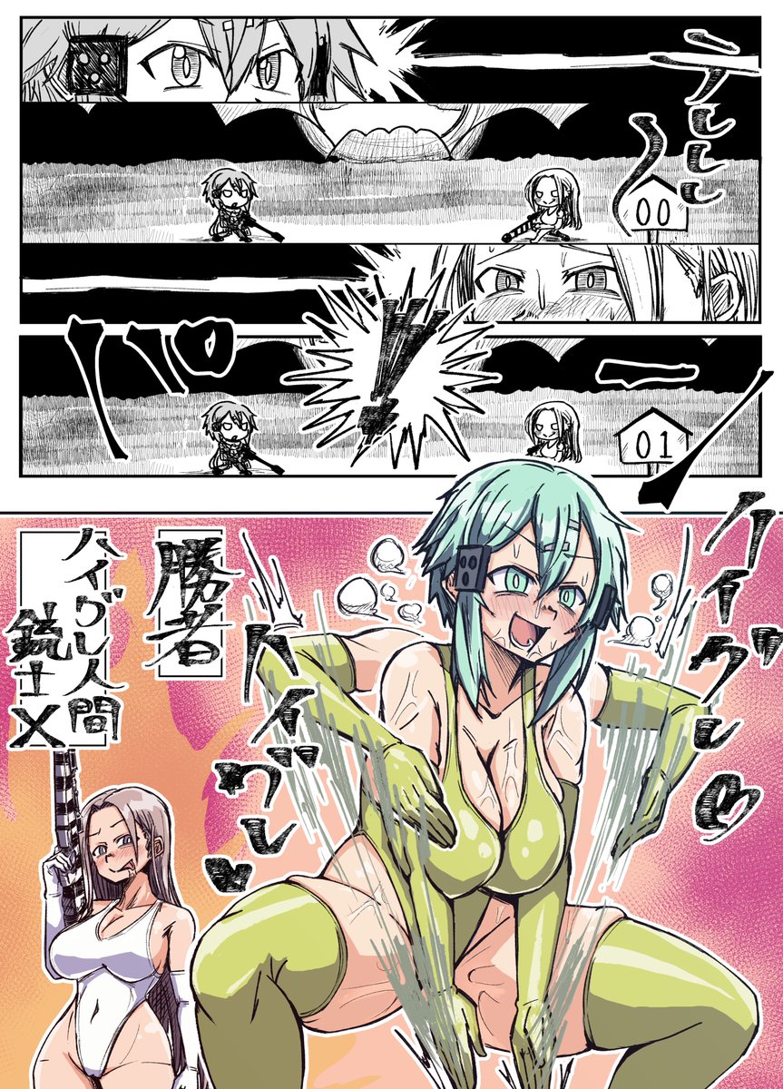 刹那の見斬りハイグレSAO②
シノン VS ハイグレ人間銃士X 