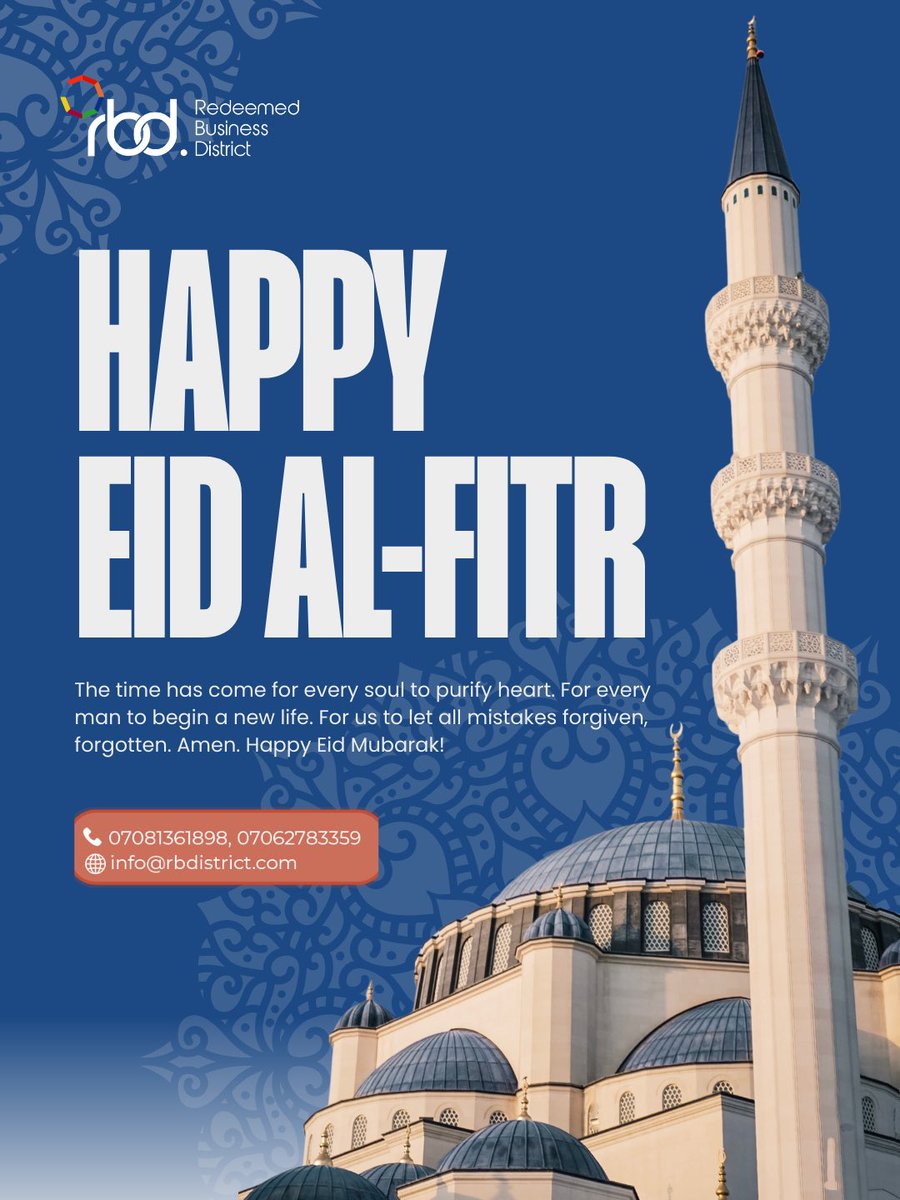 rbd_district's tweet photo. A time for renewal, reflection, and new beginnings. 🌙
Wishing you success and prosperity this Eid al-Fitr.

Eid Mubarak — RBD

#EidMubarak #EidAlFitr #RBD #NewBeginnings #BusinessGrowth https://t.co/CVtkYhvKeJ