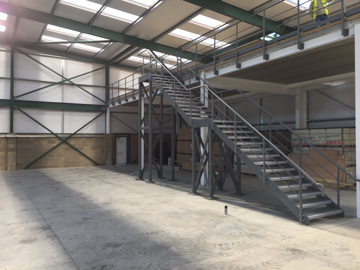 STADIA_STEEL's tweet photo. Mezzanine floor and staircase with edge protection. Including built in high level loading gate on mezzanine floor.

#metalfabricator #metalwork #mezzaininefloor #stadia https://t.co/dQj7oyxiiO