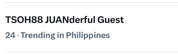 oneforEMILIO's tweet photo. We are now trending at number twenty fourth spot. 

Keep your fresh tweets coming everyone 

TSOH88 JUANderful Guest
#EMILIOasJuanSoliman https://t.co/5nHP51cpW5