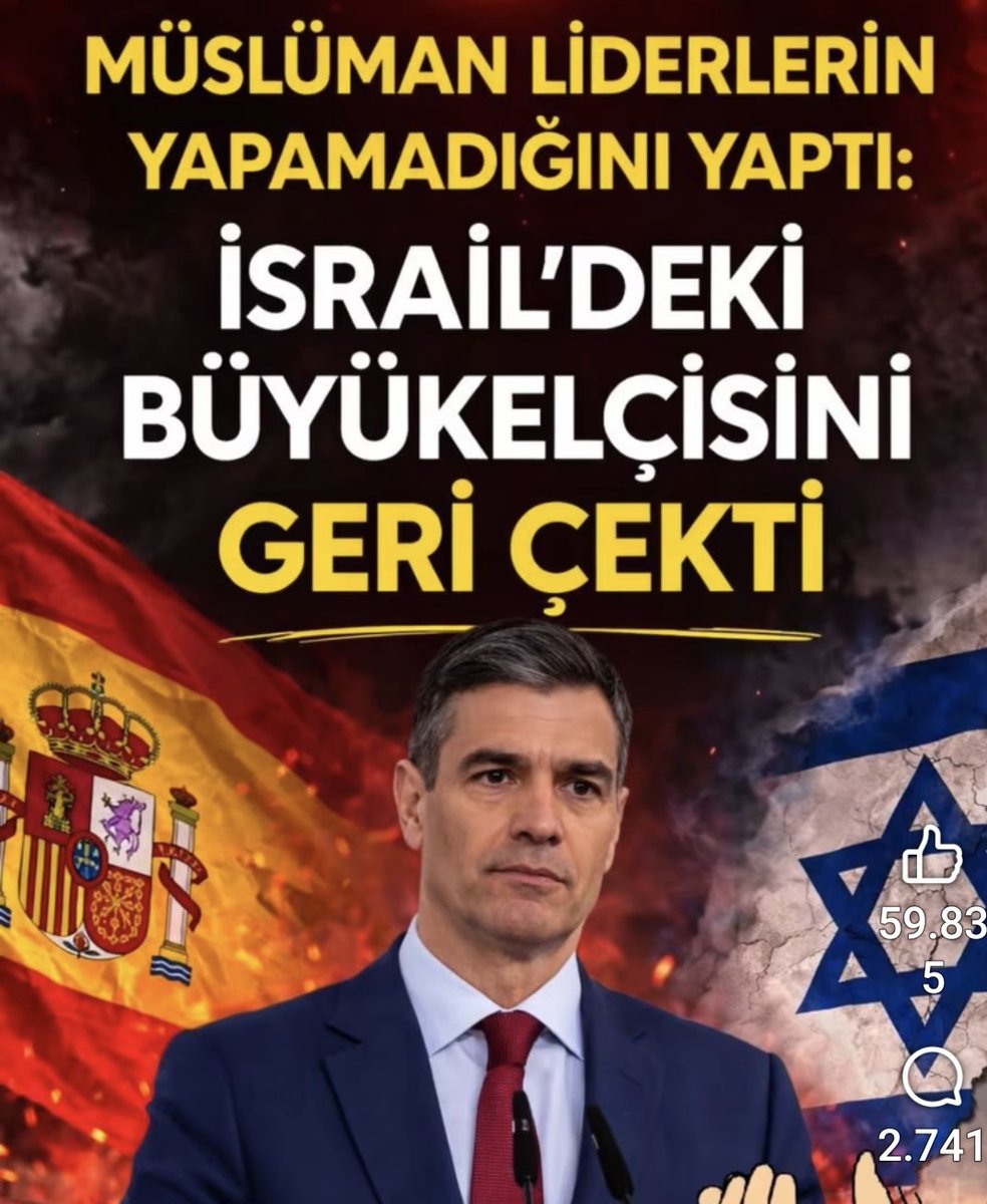<a href="/ErtugrulGunay/">Ertuğrul Günay</a> <a href="/sanchezcastejon/">Pedro Sánchez</a> Koyun postuna bürünmüş sahte kurtlar, Ümmetin lideri olacaklarmış hadi ordan utanacak yüzleride kalmadi.