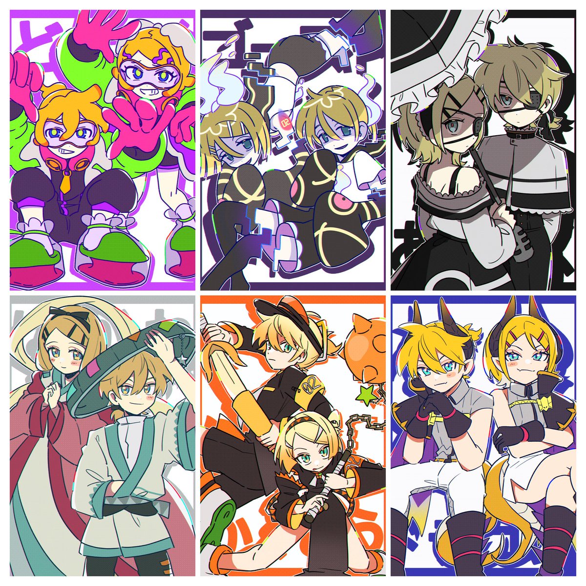 tentekomen's tweet photo. ポケミク鏡音バージョンで全タイプ揃った〜〜〜‼️‼️
みんなは何タイプが好き？

#鏡音リン　#鏡音レン https://t.co/HxwX5965ZC