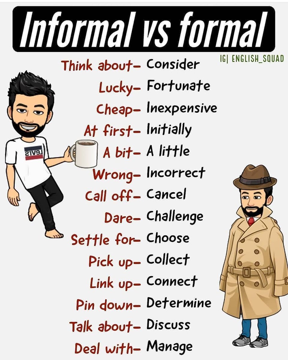 englishclasse_'s tweet photo. Informal vs. Formal words https://t.co/Vx8nIObKEd