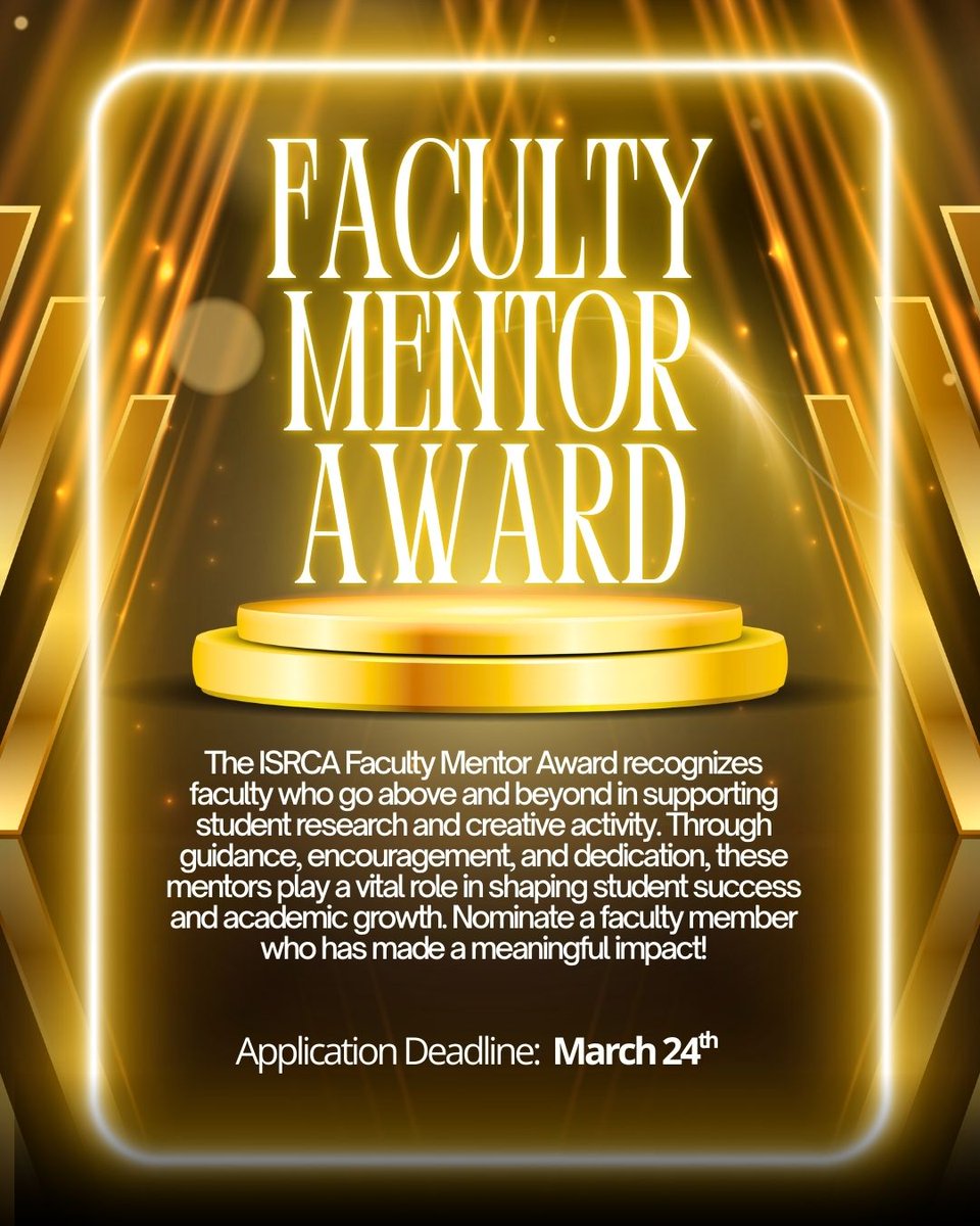 Faculty mentors support students in exploring ideas, building confidence, and growing in their work. The ISRCA Faculty Mentor Award recognizes that impact—nominate your faculty mentor today using the link below!

Link: inside.nku.edu/gero/outreach-…