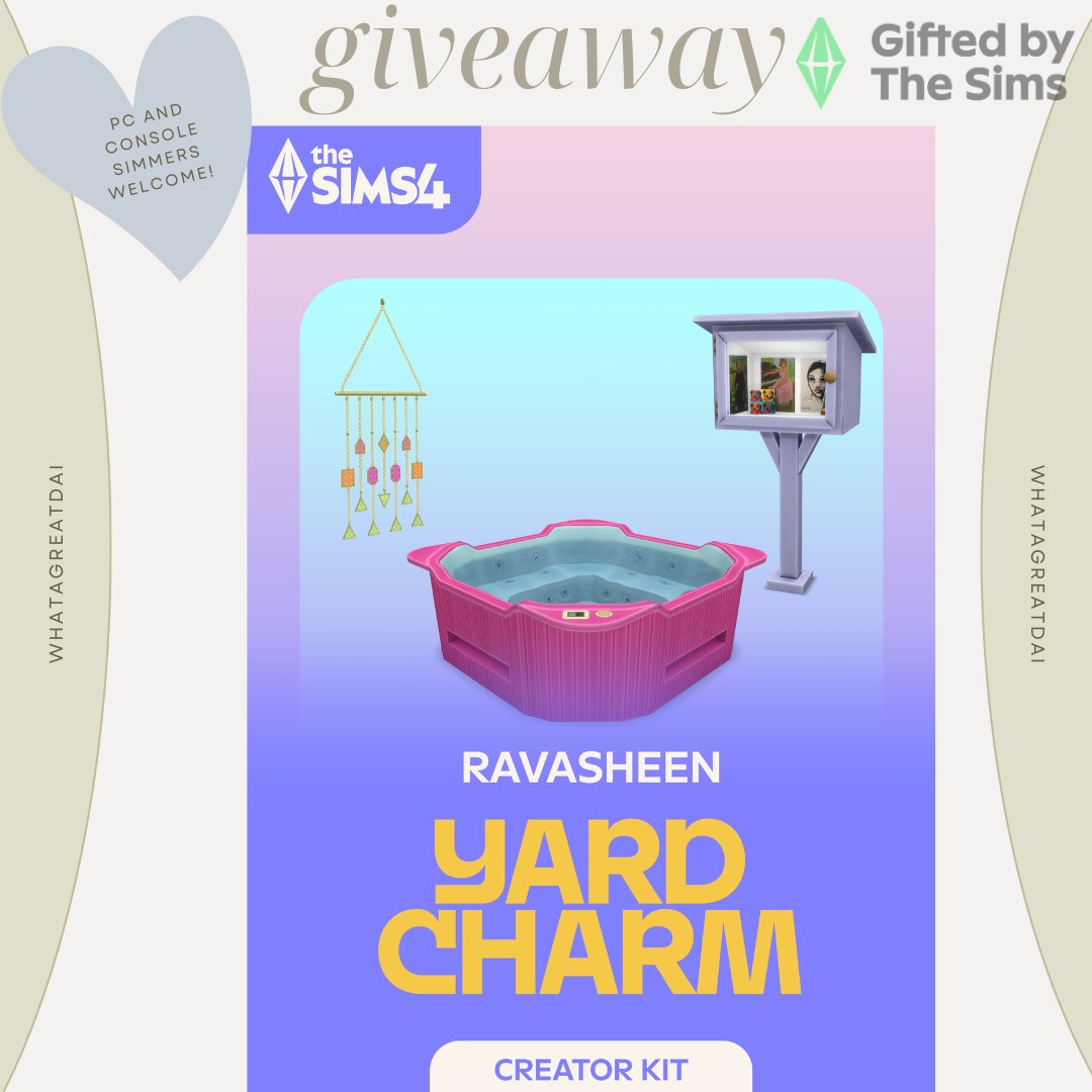 Quick, I only have one code!   

Reply to this post with the platform you'd like a code for (if you choose PS add your region: North America, Europe, or Asia) to be entered into the giveaway!  

Thank you to The Sims for gifting me this pack to giveaway!