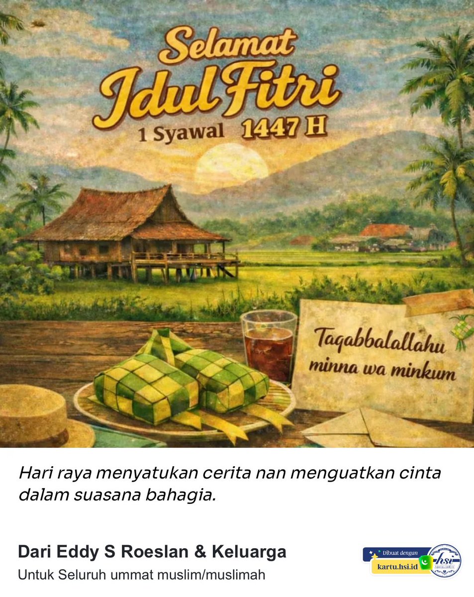 elsetiadi's tweet photo. 🎊 SELAMAT IDULFITRI 1447H 🎊

Saat takbir menggema, jiwa bergembira menyambut rahmat-Nya.   تَقَبَّلَ اللَّهُ مِنَّا وَمِنْكُمْ  "Semoga Allah menerima amal kami dan amal kalian."

💌 Dari: Eddy S Roeslan &amp; Keluarga
•┈┈┈•⊰❀❀⊱•┈┈┈• https://t.co/FiJQ7E3Tlc