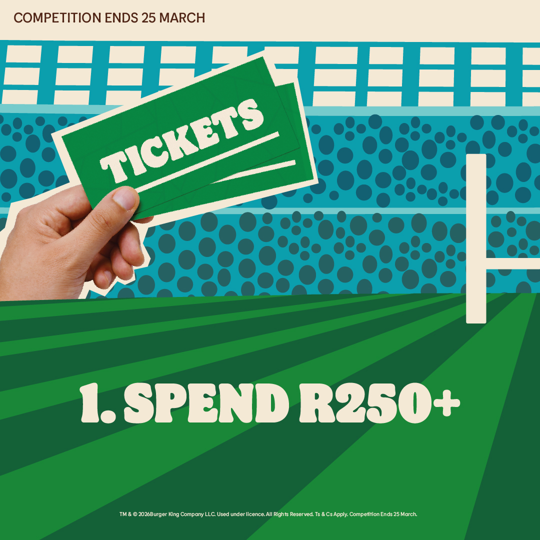 BurgerKingZA's tweet photo. Ready to feel the GEES? 🔥
WIN double tickets to see the Vodacom Bulls vs Munster Rugby!

✔ Spend R250+
✔ Snap your till slip
✔ Post &amp; tag us #FuelTheGees

Ends 25 March. T&amp;Cs apply. 🏉 https://t.co/EPM4PuYAhQ