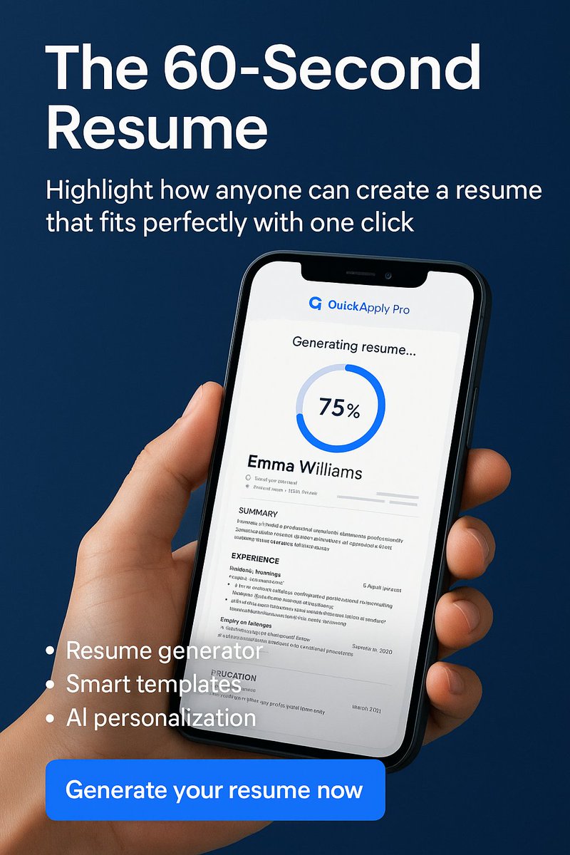 quickapplypro's tweet image. Your dream job won’t wait,why should your resume? In 60 seconds, Quick Apply Pro builds the version of you hiring managers actually see. Fast doesn’t mean sloppy,it means prepared. #QuickApplyPro #JobSearch