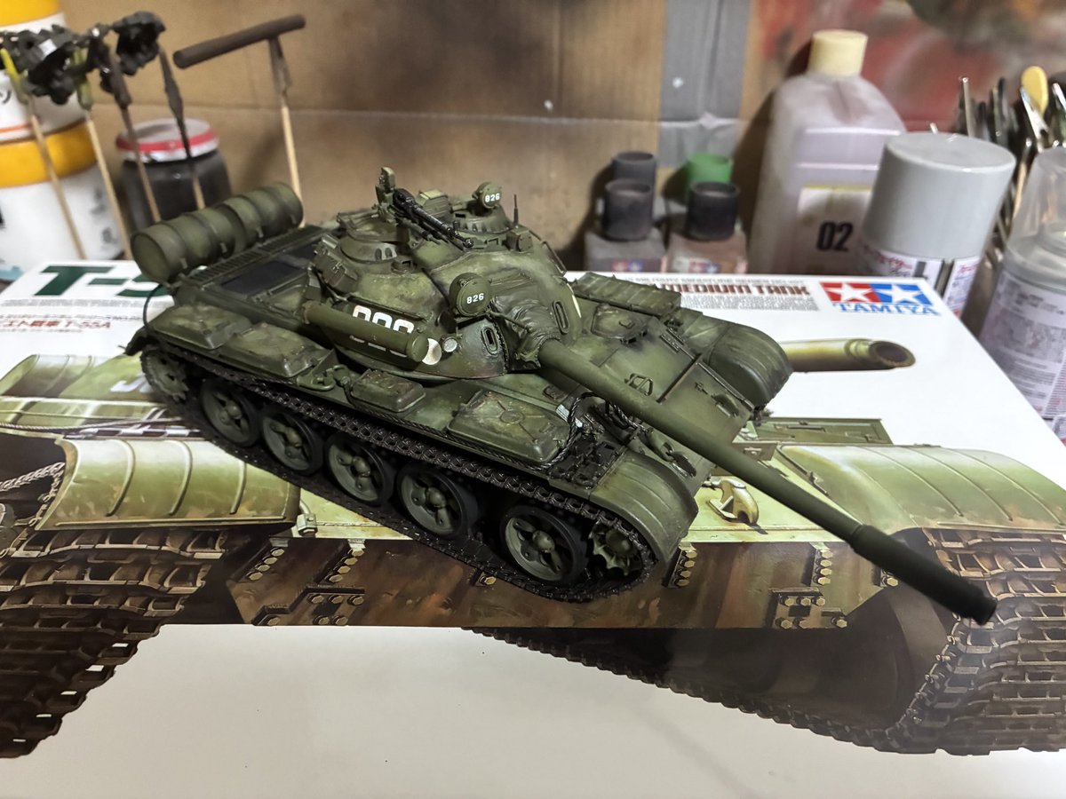 T-55本体完成！！いつもならこれで終わりだけど今回は初の偽装網にチャレンジしてみる