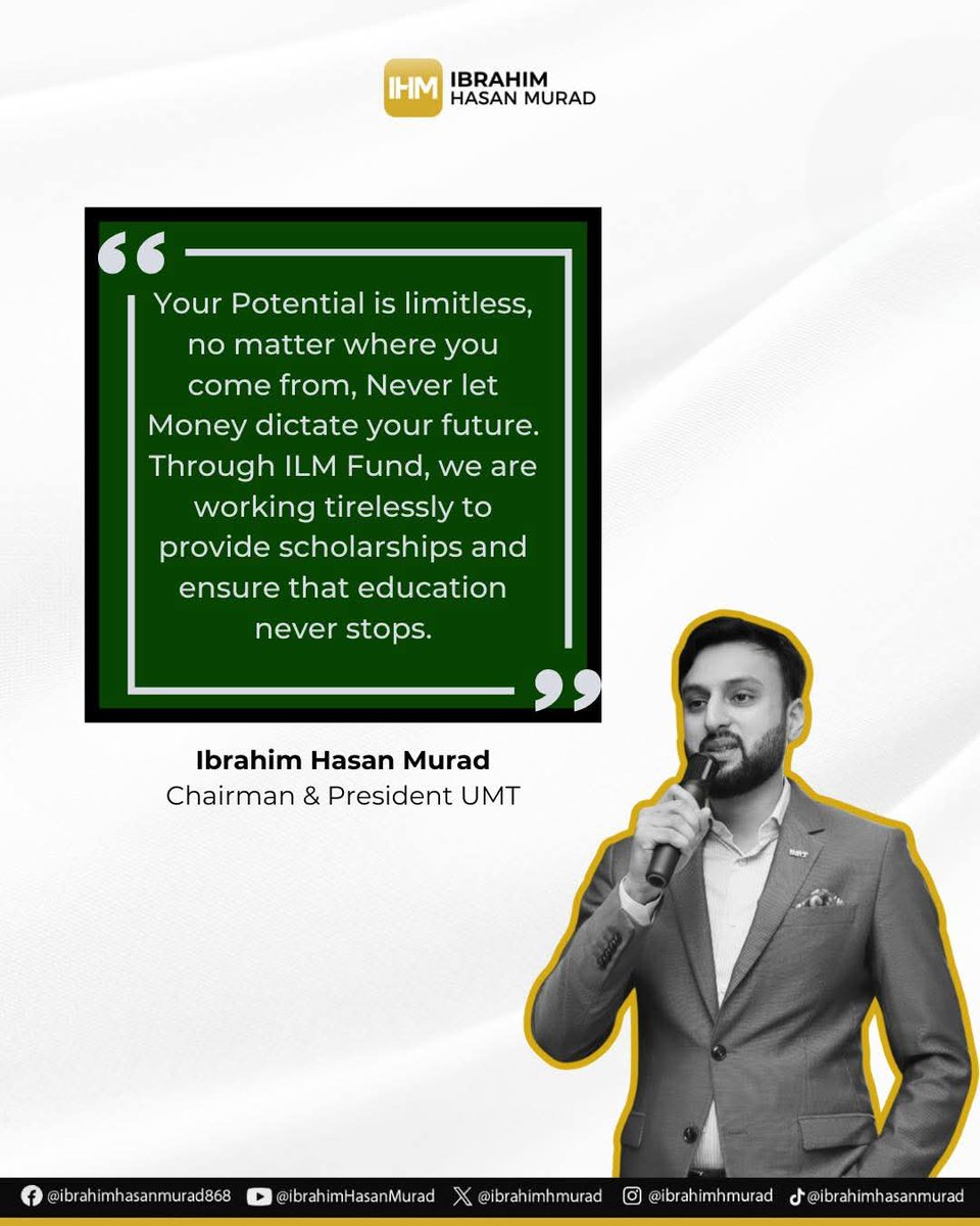 ibrahimhmurad's tweet photo. I believe that no #dream is too big to achieve. Through initiatives like the #ILMFund, we are breaking down financial barriers, ensuring that #education remains accessible to all. Your journey is just beginning. Keep striving, because your #potential is limitless, and together, we’ll make those dreams a reality.
#Scholarships #FutureLeaders #IbrahimHasanMurad