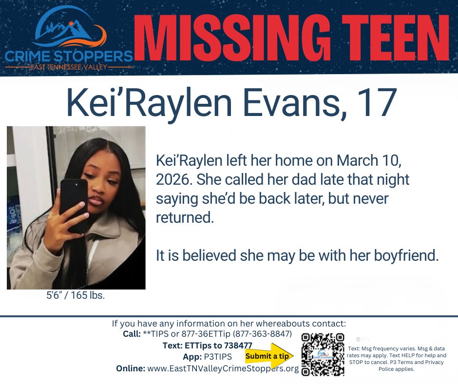 East TN Valley Crime Stoppers tweet media