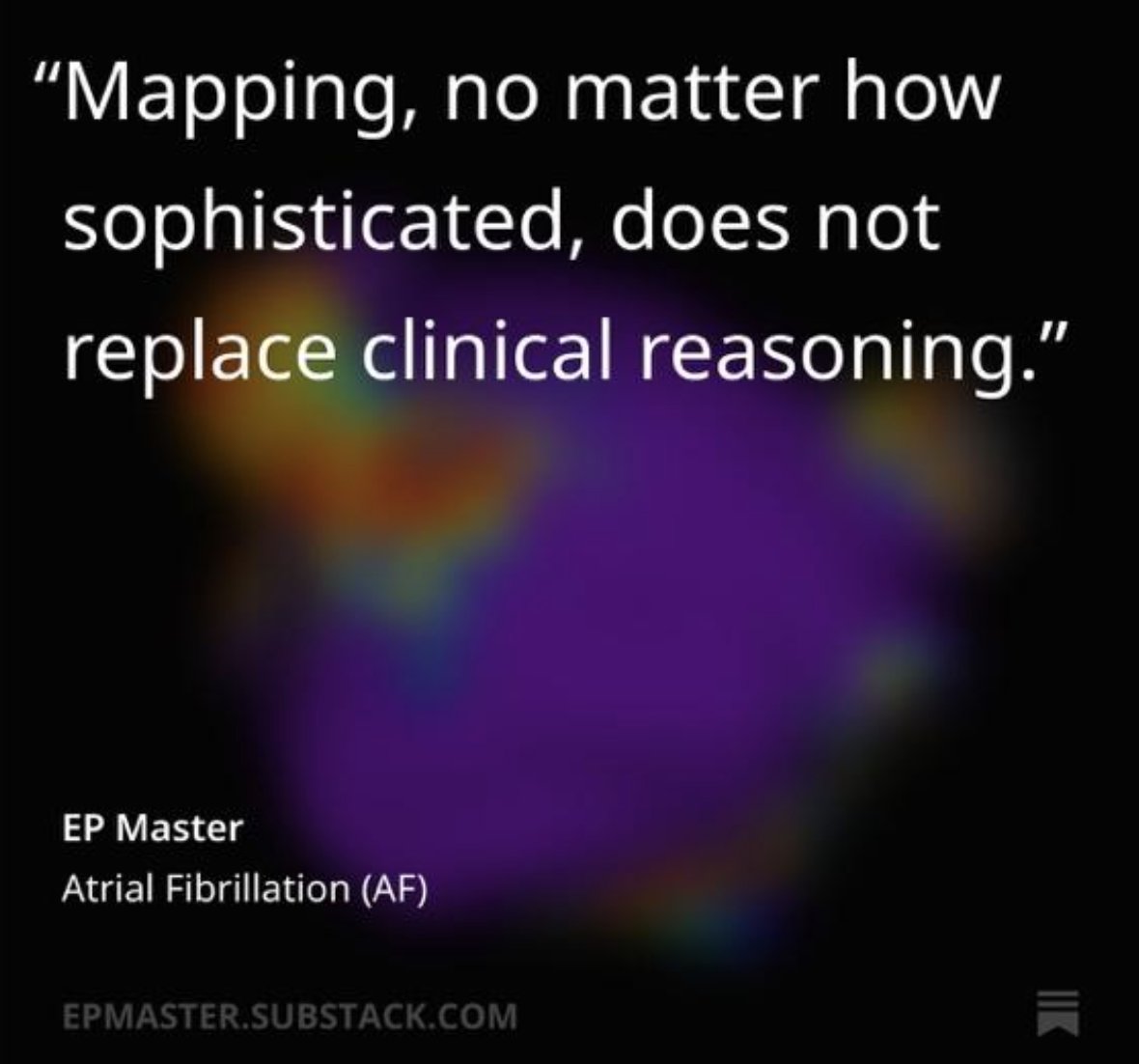 sachinjv's tweet image. Excellent article on Substack for new and seasoned EP mappers.

The piece walks through foundational concepts like Coumel's triangle, when #PVI does and doesn’t work, and how understanding #AFib mechanism before mapping impacts strategy.

Worth a read: epmaster.substack.com/p/atrial-fibri…