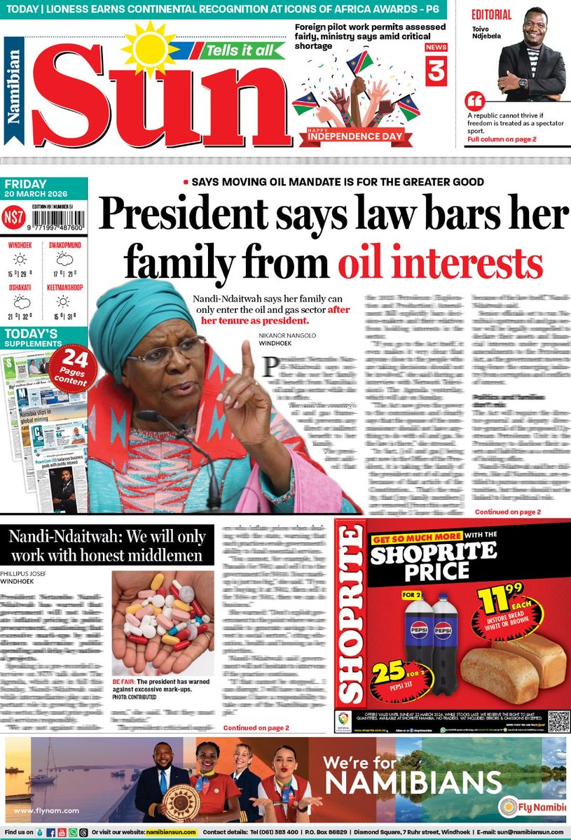 namibiansun's tweet image. Friday news!
#HappyIndependenceDay