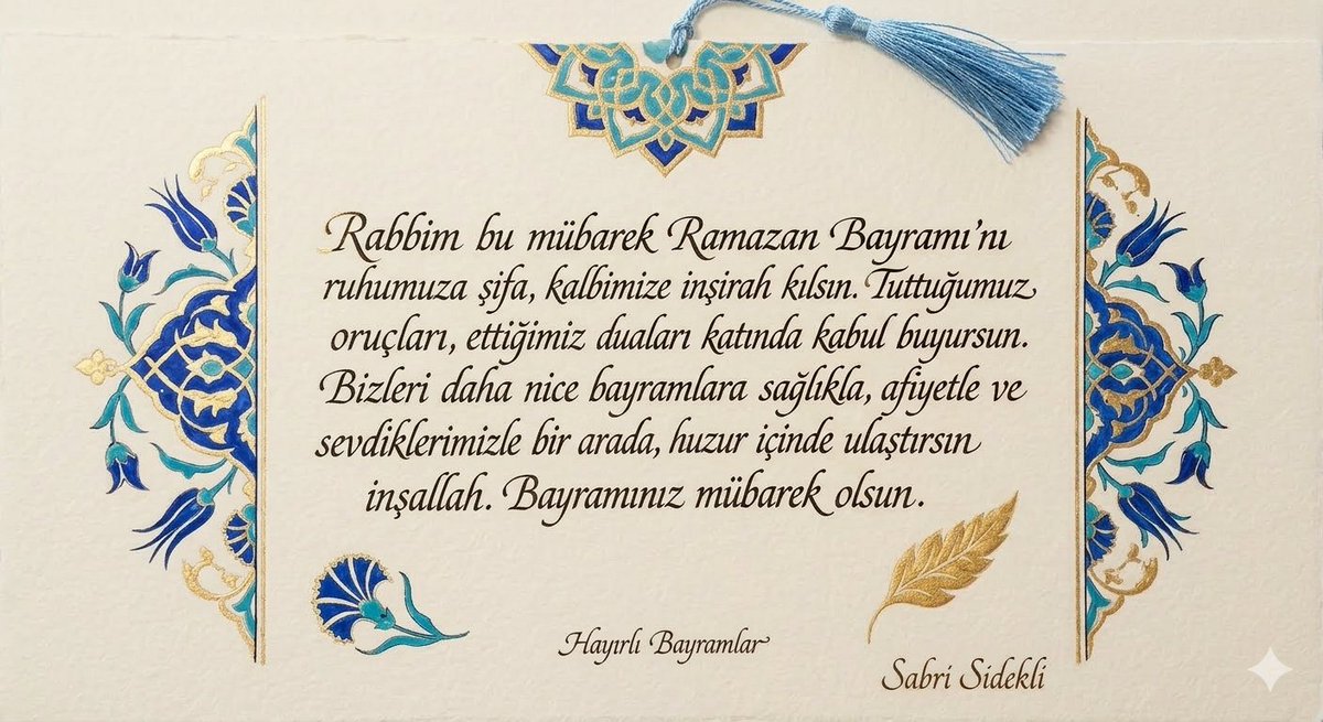SabriSidekli's tweet photo. Rabbim bu mübarek Ramazan Bayramı’nı ruhumuza şifa, kalbimize inşirah kılsın. Tuttuğumuz oruçları, ettiğimiz duaları katında kabul buyursun. Bizleri daha nice bayramlara sağlıkla, afiyetle ve sevdiklerimizle bir arada, huzur içinde ulaştırsın inşallah. Bayramınız mübarek olsun. https://t.co/6aoXRFai6N