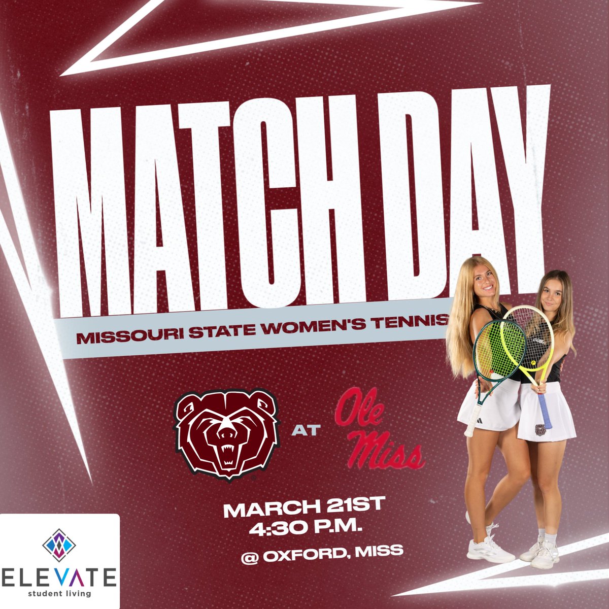 MoStateTennis's tweet photo. MATCH DAY! 🐻🔥

🆚 Ole Miss
⏰ 4:30 p.m. CT
📍 Oxford, Miss

#GoBears | #WeAreMoState https://t.co/PKtknsDUsr