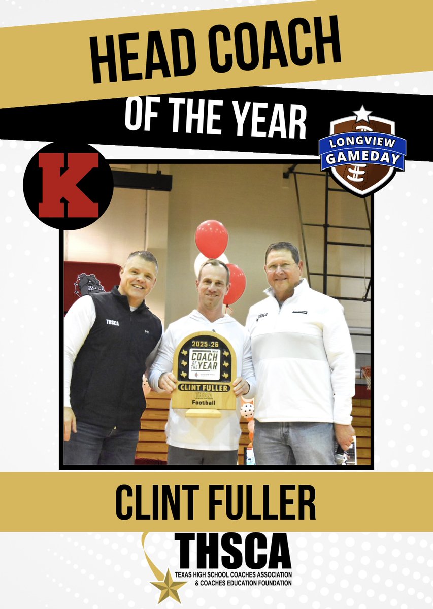 Congratulations to Clint Fuller! The Kilgore Bulldogs HeCongratulations to Clint Fuller! The Kilgore Bulldogs Head Coach was named the 2025-2026 Coach of the Year by the <a href="/THSCAcoaches/">THSCA</a> For all classifications.

<a href="/Fuller_Clint/">Coach Fuller</a>