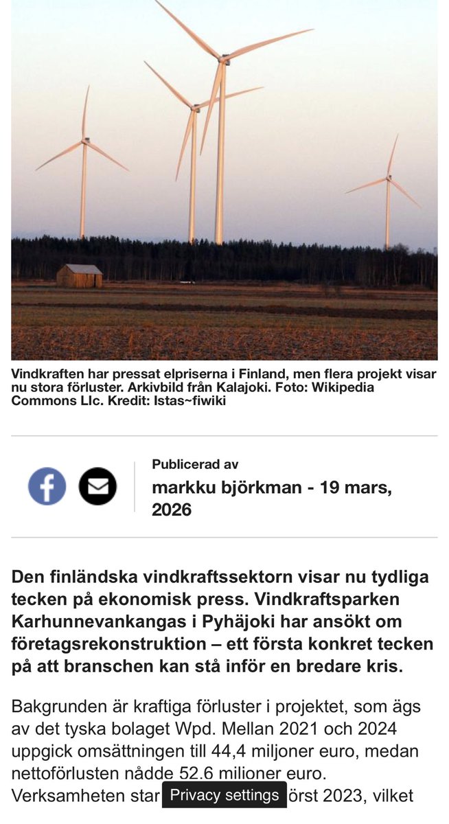 lassejn's tweet photo. Vindkraften i Finland är snart konkursfärdig… https://t.co/QyDILHA1Lj