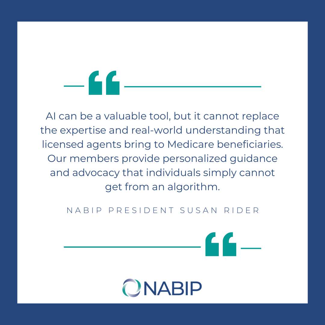 nabipsocial's tweet image. 🤖 #NABIP responded to CMS’s vision for expanding #AI tools in #Medicare, emphasizing that while innovation can improve access and efficiency, it cannot replace licensed agents.

NABIP supports thoughtful use of AI—with clear guardrails.

👉 Press release: ow.ly/rwGN50YwukR