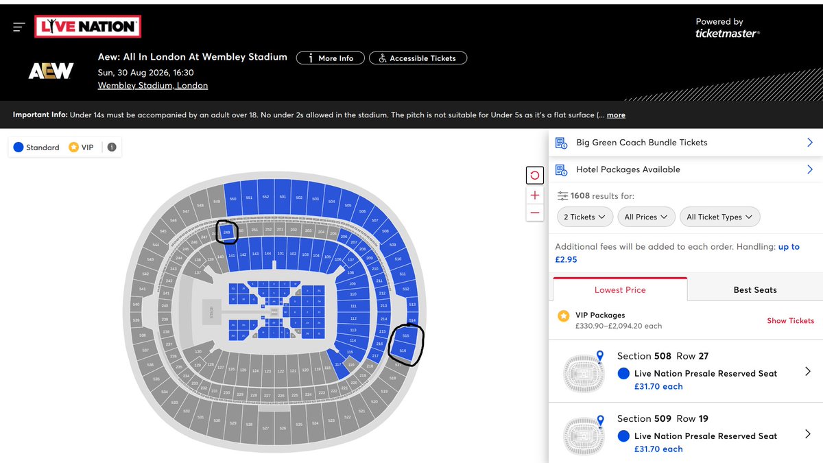 AEW Ticket Map Updates tweet media
