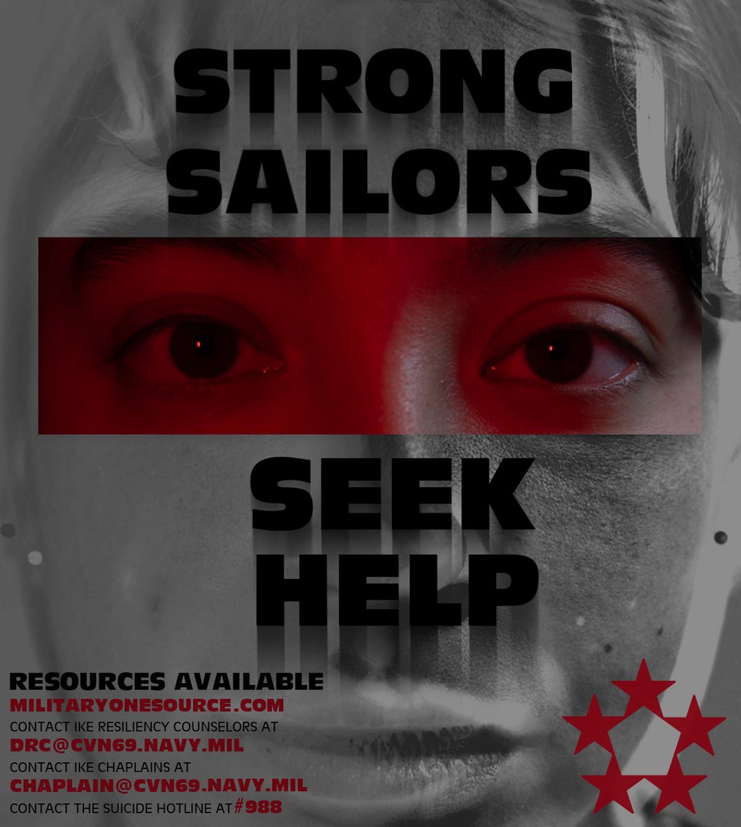 Strong Sailors Seek Help!

Mental health is a critical component or warfighting readiness. On #MightylKE, we strongly encourage our Sailors to speak up and seek help through their shipmates, leadership, and other resources available.

Don’t suffer in silence, we’re here for you!