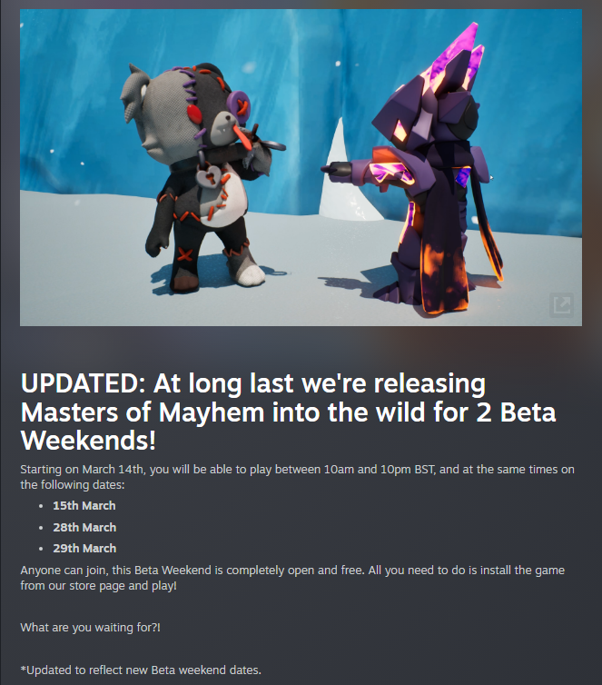 Masters of Mayhem: OPEN BETA 28th MARCH! tweet media