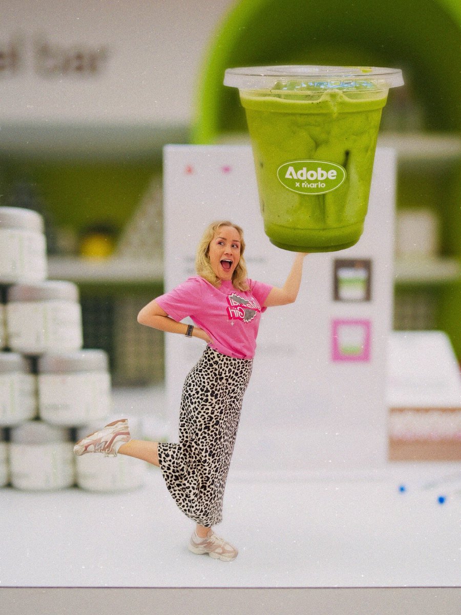 3bisset's tweet photo. Matcha? I hardly know her! 🍵💖
Marlo’s Matcha bar was a big hit at #AdobeCreatorLive London!
I would personally like to thank Harmonize in @Photoshop on web for these images…
@AdobeLive_ @AdobeUK #CommunityXAdobe #CreatorLive https://t.co/4aRzJfqF8k