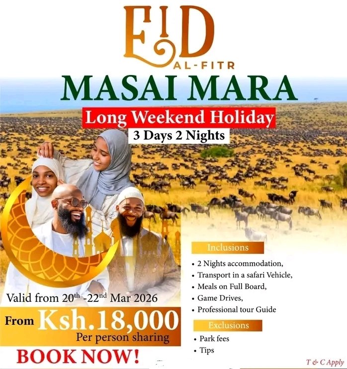 Viutravel_'s tweet photo. Eid vibes + wild adventures 🌙✨
Celebrate Eid al-Fitr in the heart of the wild at the breathtaking Masai Mara 🐘🦁
✅️3 Days | 2 Nights of pure magic 🌄
✅️From just Ksh 18,000 per person sharing!
☎️𝐂𝐚𝐥𝐥/𝐖𝐡𝐚𝐭𝐬𝐀𝐩𝐩: +254140530344
#EidGetaway #MasaiMara #TravelKenya #AdequateSafaris #Wanderlust