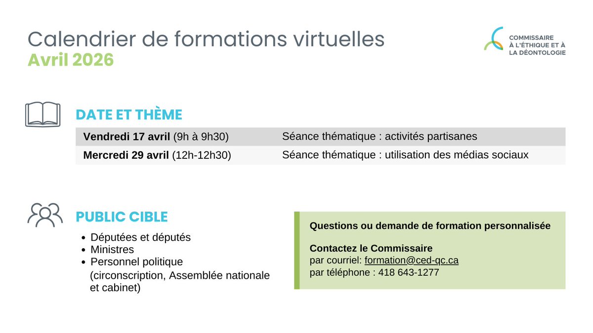 Commissaire à l'éthique et à la déontologie tweet media