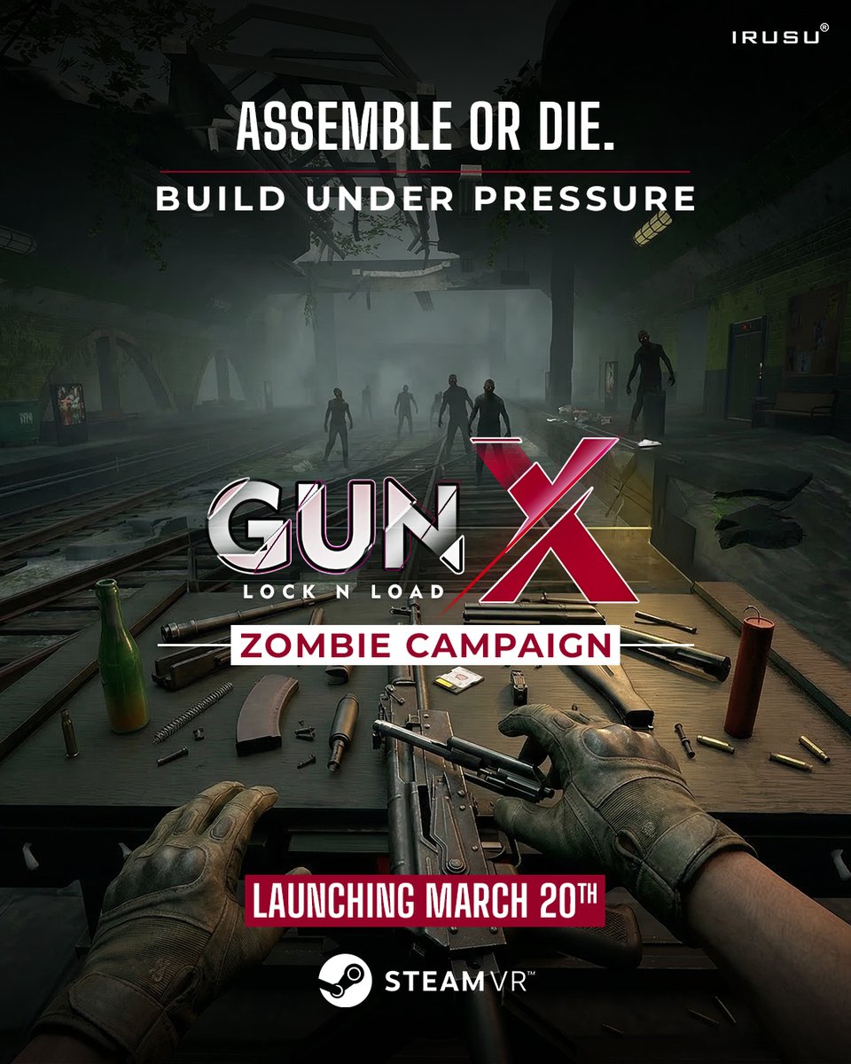 Irusustudios's tweet image. They keep coming.
You keep building.
Zombie Campaign in Gun X
March 20 • Steam VR
🔗 store.steampowered.com/app/3424760/Gu…

#GunX #SteamVR #VRGaming #ZombieSurvival #VRShooter