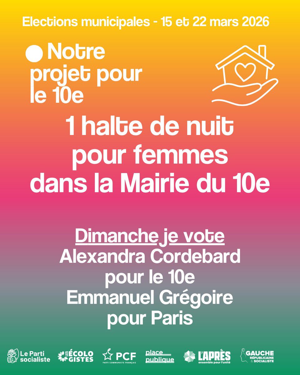 ACORDEBARD's tweet photo. 🌹🌻 Le projet de l’union de la gauche et des écologistes dans le 10e c’est notamment : une halte de nuit pour femmes dans la Mairie du 10e. 
Notre programme pour le 10e ⬇️⬇️⬇️
https://t.co/oMPwAUbOB5 https://t.co/gyhYp1IE4Z
