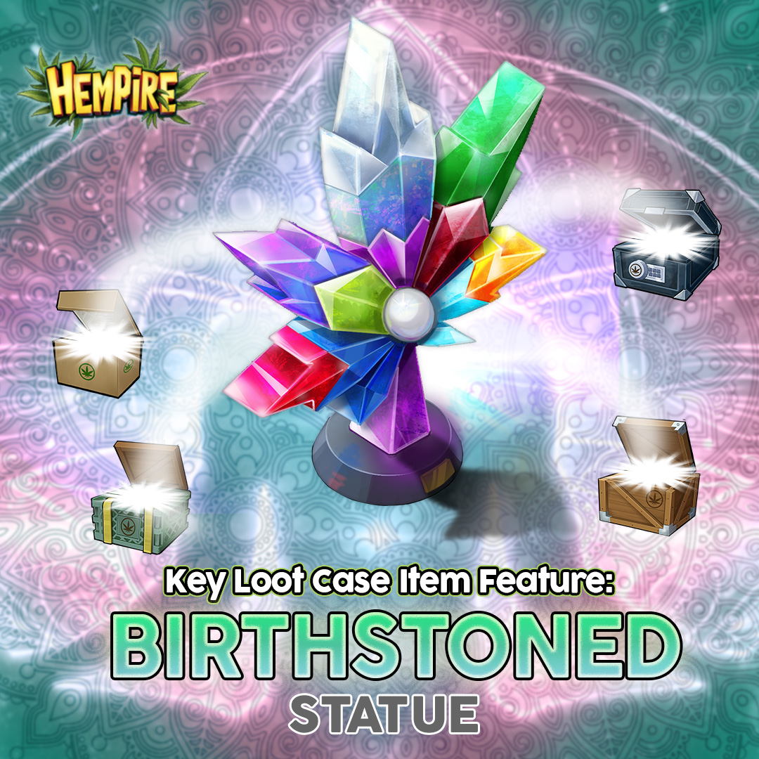 Show off your colours with the vibrant Birthstoned statue! 🌈
Head to the Pawn Shop, keys in hand for a chance to get this dope statue!

Ready to toke on a new challenge? Download Hempire today!
pulse.ly/e4666f6sjg

#hempiregame #hempire #birthday