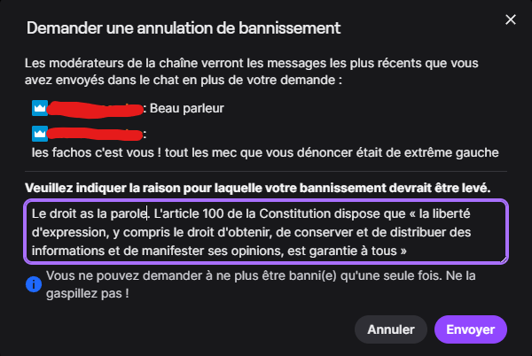 Quand les modérateurs de <a href="/JLMelenchon/">Jean-Luc Mélenchon</a> ne respecte pas la loi française, c'est un refus de l'article 100 de notre constitution...