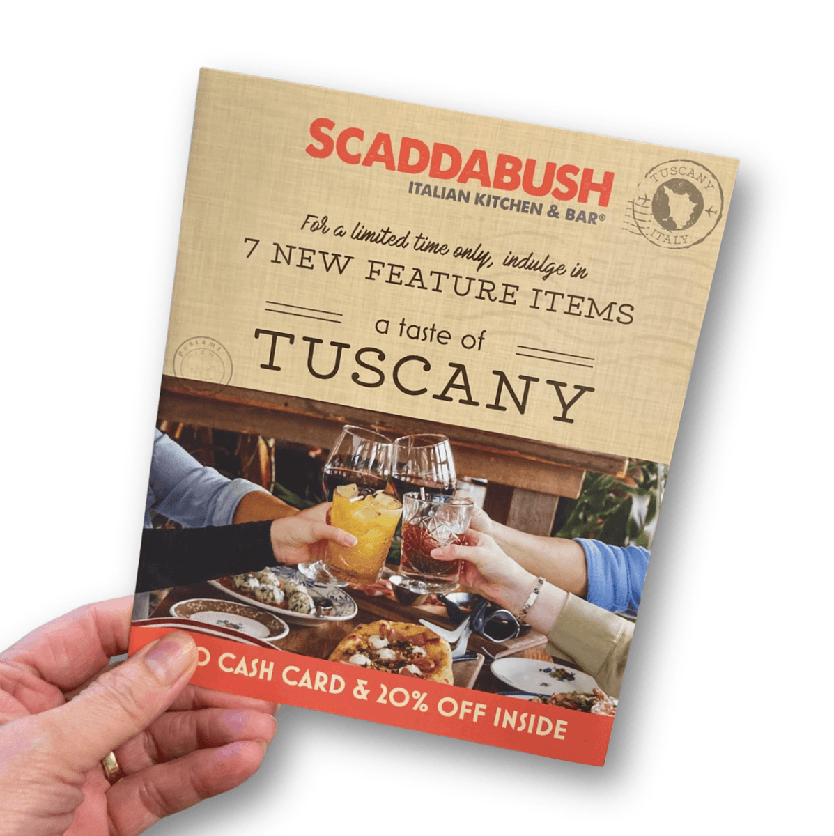 TorpedoMKTG's tweet photo. Fresh off the press! 🍕 We loved bringing Scaddabush's Taste of Tuscany campaign to life. From our shop to your mailbox — this one turned out beautifully. 

#DirectMail #PrintProud #Scaddabush #Torpedomarketing https://t.co/UC9CuEfwxz